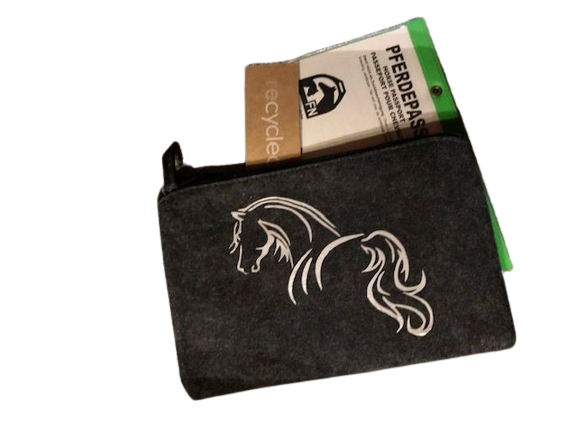 EQuidenpass cover / money bag with zipper & individual name.