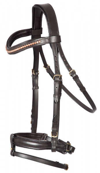 Strass snaffle bridle with curved browband