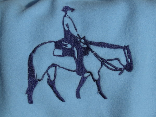 Embroidered or printed motif western horse with rider