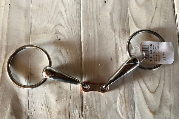 Stainless steel water snaffle double broken with copper 115 - 165mm