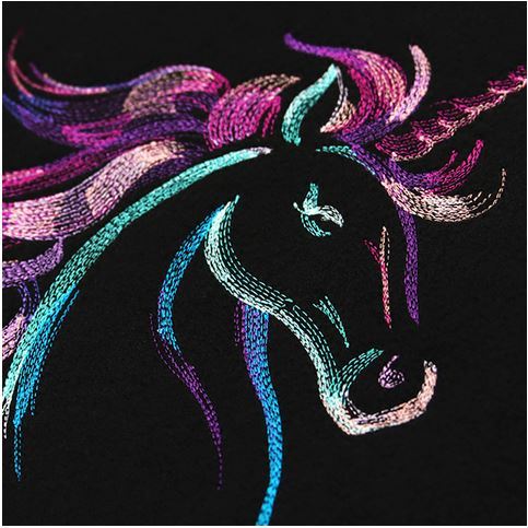 Embroidery motif colorfull Unicorn