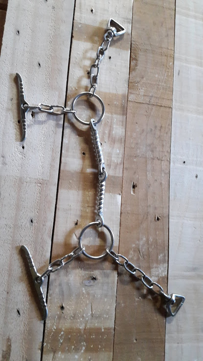 Twisted stainless steel snaffle bit with chains