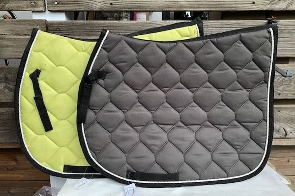 Saddle pad, large quilted, lime or gray